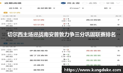 切尔西主场迎战南安普敦力争三分巩固联赛排名